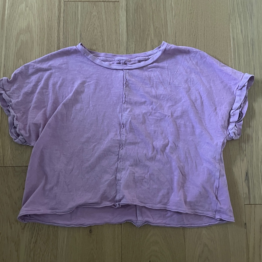 Casual Purple Cropped T-Shirt oversized